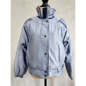 Vintage Obermeyer Iridescent Metallic Ski Jacket Blue Womens 6 Retro 80s 90s